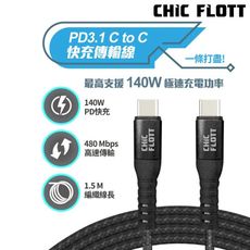 CHIC FLOTT 140W PD3.1 USB-C to C 150cm 快充傳輸線(CF01)