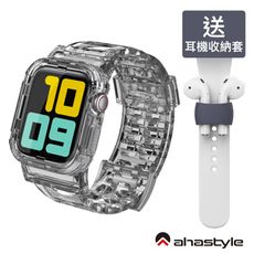 AHAStyle Apple Watch 冰川晶透 防摔透明運動錶帶 透灰色