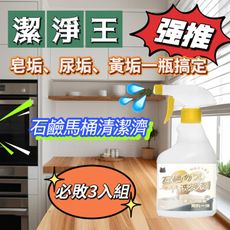 潔淨王 頑垢掰掰石鹼馬桶清潔劑3入組(去污除臭/除菌去垢/柑橘清香不刺鼻)