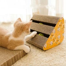 【Cat scratching post】三角雙槽鈴鐺貓抓板．抓磨 、多功能 、玩耍