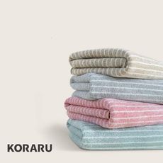 【KORARU】｜珊瑚絨條紋浴巾｜快速吸水 加大加厚 綿軟親膚