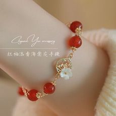 【ChyuanYao acc.14】紅袖添香海棠花手鍊 附贈小禮盒(手環 飾品 禮物)