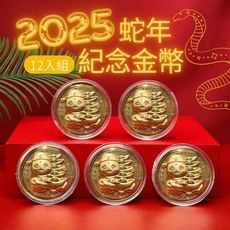 【招財納福】2025蛇年開運紀念金幣-元寶五福 12入組(金幣/紀念幣/錢母/招財)