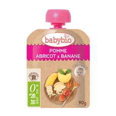 法國 倍優 Babybio 6m+ 生機香蕉杏桃纖果泥 90g * 6包
