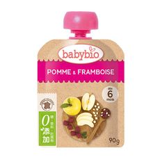 法國 倍優 Babybio 6m+ 生機蘋果覆盆莓纖果泥 90g * 6包