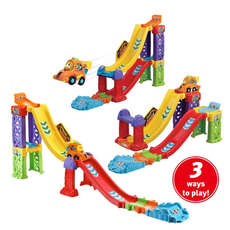 (1歲以上適用) 英國【Vtech】嘟嘟聲光互動車-3合1賽車軌道組