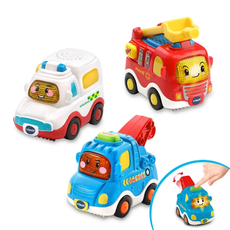 英國【Vtech】嘟嘟聲光互動車3入組-緊急救援組