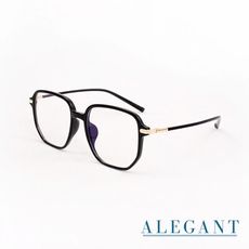 日系簡約風雅感墨金黑TR90輕量光學方框UV400濾藍光眼鏡│ALEGANT