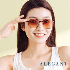 歐美復古慕斯棕漸層雙樑設計偏光飛官墨鏡│UV400太陽眼鏡│ALEGANT