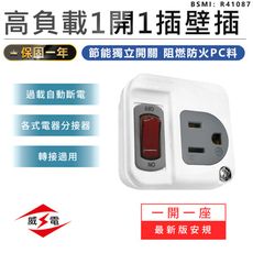 【最新安規！威電 1開1插壁插】壁插 擴充插座 插座 電腦壁插 節能壁插 分接插座 充電頭 充電座