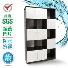IHouse-SGS 防潮抗蟲蛀緩衝塑鋼加高加寬八門收納置物櫃(寬97.5深43高180cm)
