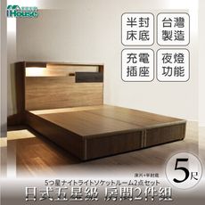 IHouse-日系夢幻100 夜燈插座 房間2件組(床片+半封底)-雙人5尺