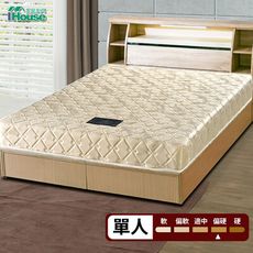 IHouse-卡利亞里 冬夏兩用透氣涼蓆連結硬式床墊(偏硬) 單人3尺