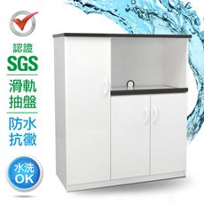 IHouse-SGS 防潮抗蟲蛀緩衝塑鋼三門一拖置物電器櫃(寬97深43高112CM)