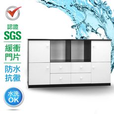 IHouse-SGS 防潮抗蟲蛀緩衝塑鋼加寬四門四抽半開放置物櫃(寬164深43高92cm)