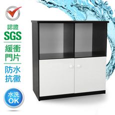 IHouse-SGS 防潮抗蟲蛀緩衝塑鋼加寬二門半開放置物櫃(寬83.5深43高92cm)