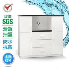 【梅雨季必備】IHouse-SGS 防潮抗蟲蛀緩衝塑鋼四門三抽一拖置物電器櫃