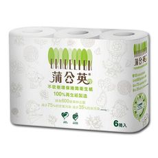 結帳送金元寶-不砍樹-蒲公英環保捲筒衛生紙270張/捲-共六捲/袋-衛浴馬桶專用