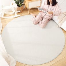 【FUNLIFE】極簡風羊羔絨圓形地毯(直徑140cm)