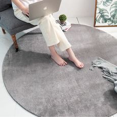 【FUNLIFE】極簡風羊羔絨圓形地毯(直徑160cm)