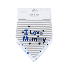 兩條裝嬰幼兒純棉三角巾兒童圍兜圍嘴新生兒口水巾2入組-I LOVE MUMMY