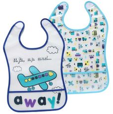 卡通吃飯圍兜eva圍兜嬰幼兒免洗防水口水巾6-12M-兩條裝