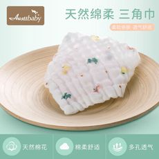 嬰兒三角巾口水巾純棉嬰兒6層紗布口水巾圍嘴-3條裝