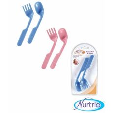 嬰兒寶寶餵食軟頭2入裝矽膠湯匙叉子幼兒嬰兒餐具-2件組