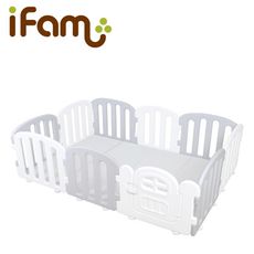 【韓國iFam】簡約風圍欄套組-灰白圍欄+灰白雙色地墊