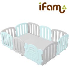 【韓國iFam】簡約風圍欄套組-藍灰圍欄+灰白雙色地墊