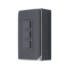 【朝日電工】 DS-3KH+B 縷光灰色系組合式三開關明盒組