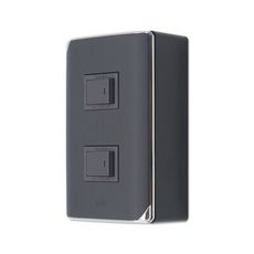 【朝日電工】 DS-2KH+B 縷光灰色系組合式雙開關明盒組