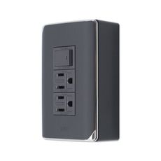 【朝日電工】 DS-1K2AH+B 縷光灰色系組合式單開關雙附接地暗插座明盒組
