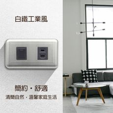 【朝日電工】 DS-1K1S 工業風白鐵單開關單插座組