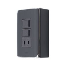 【朝日電工】 DS-2K1SH+B 縷光灰色系組合式雙開關單插座明盒組
