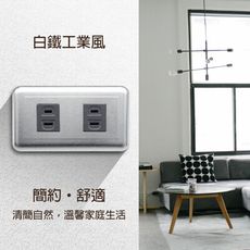 【朝日電工】 DS-2S 工業風白鐵組合式雙暗插座組