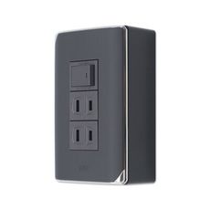 【朝日電工】 DS-1K2SH+B 縷光灰色系組合式單開關雙插座明盒組