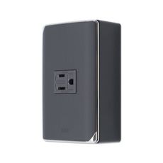 【朝日電工】 DS-1AH+B 縷光灰色系組合式單附接地暗插座明盒組