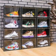多層組合 可堆疊磁吸式防塵鞋盒(6盒) 側開式鞋子收納 加大加寬