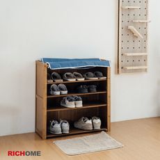 【RICHOME】免組裝布簾鞋櫃