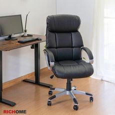 【RICHOME】卡曼達主管椅/辦公椅/皮椅/電腦椅/工作椅/旋轉椅 (厚實椅背)