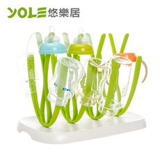 【YOLE悠樂居】食用級PP立式奶嘴奶瓶架瀝水架-綠白色#1526001