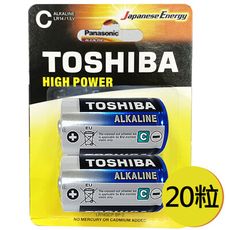 【東芝Toshiba】2號(C)鹼性電池20顆 吊卡盒裝(LR14 1.5V ALKALINE)