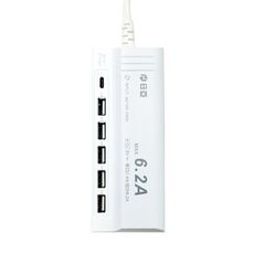 【日亞】UB-06U智慧型5 USB+Type-C充電器6.2A USB延長線1.5m(新安規