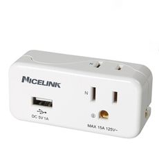 【耐司林克SNICELINK】EC-M02AU1 2座2+3孔 1A USB擴充插座 分接器(15A