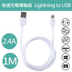 【格成】MA-500急速2.4A二合一Lightning充電 傳輸線1M(快充Apple適用 USB
