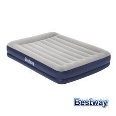 Bestway。雙人加大枕型床頭自動充氣床 67726E-灰藍