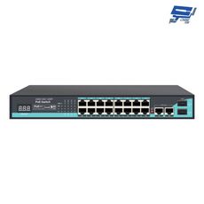 昌運監視器 PSW-1622FE-AI 16埠百兆款PoE++ AI數顯交換機 10/100Mbps