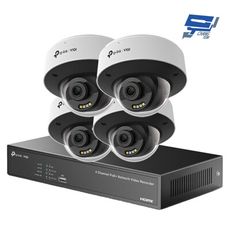 TP-LINK 昌運監視器組合 VIGI NVR1004H-4P主機+8MP全彩球型網路攝影機*4