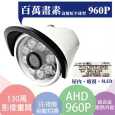 昌運監視器 AHD百萬畫素/960P 1/4 CMOS/8陣列式LED/IP67台灣製造